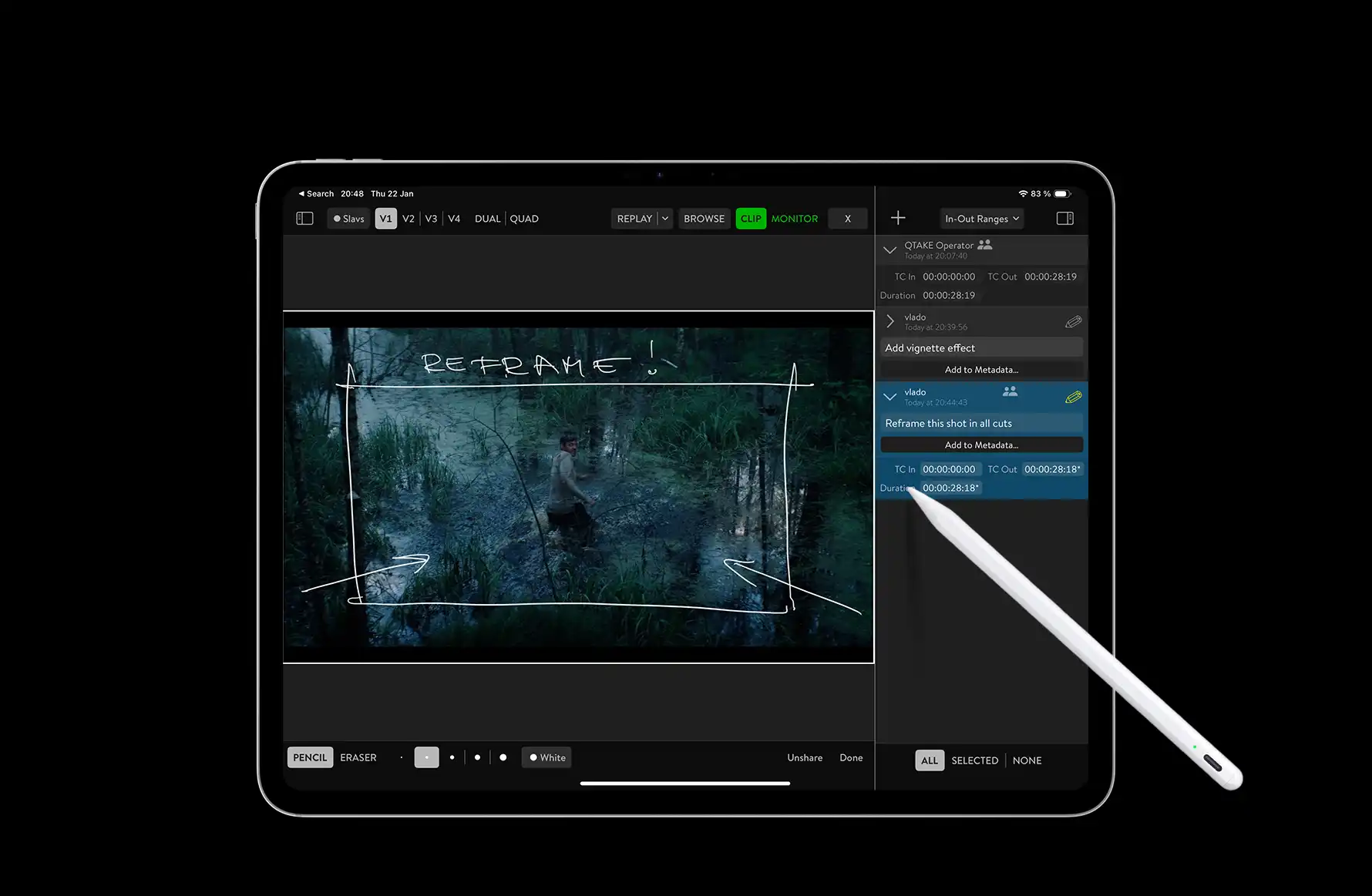 Frame ranges for QC comments or hand-drawn notes