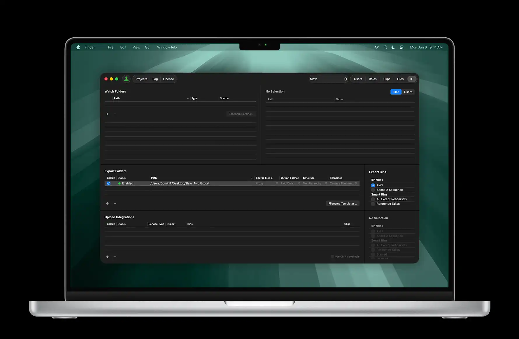 Export to native Avid format with ALE metadata